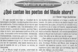 ¿Qué cantan los poetas del Maule ahora?  [artículo] Oscar Vega Gutiérrez