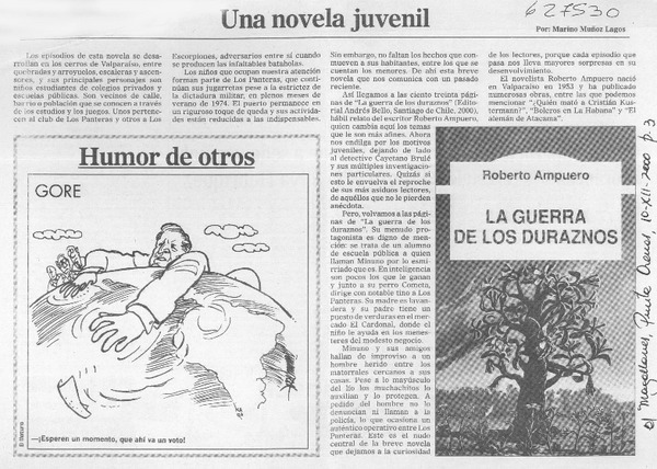 Una novela juvenil  [artículo] Marino Muñoz Lagos