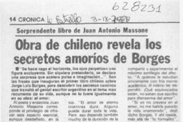 Obra de chileno revela los secretos amoríos de Borges  [artículo] M. V.