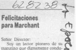 Felicitaciones para Marchant  [artículo] Mariano Bascuñan Centeno