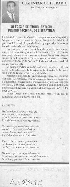La poesía de Miguel Arteche Premio Nacional de Literatura  [artículo] Carlos Prado Agurto