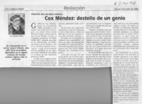 Cox Méndez, destello de un genio  [artículo] Alejandro Witker