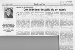 Cox Méndez, destello de un genio  [artículo] Alejandro Witker
