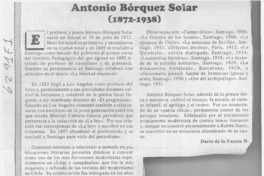 Antonio Bórquez Solar (1872-1938)  [artículo] Darío de la Fuente