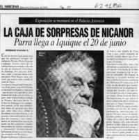 La caja de sorpresas de Nicanor Parra llega a Iquique el 20 de junio  [artículo] Rodrigo Cavada C.
