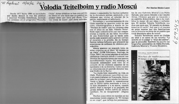 Volodia Teitelboim y radio Moscú  [artículo] Marino Muñoz Lagos
