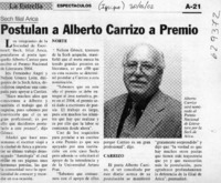 Postulan a Alberto Carrizo a Premio  [artículo]
