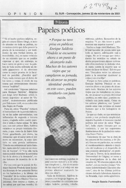 Papeles poéticos  [artículo] Sergio Ramón Fuentealba