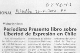 Periodista presenta libro sobre Libertad de expresión en Chile  [artículo]
