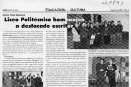 Liceo Politécnico homenajeó a destacado escritor  [artículo]