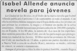 Isabel Allende anuncia novela para jóvenes  [artículo]