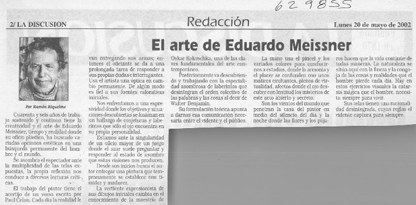 El arte de Eduardo Meissner  [artículo] Ramón Riquelme