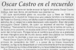 Oscar Castro en el recuerdo  [artículo] José Vargas Badilla
