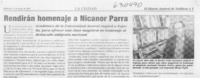 Rendirán homenaje a Nicanor Parra  [artículo]