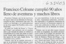 Francisco Coloane cumplió 90 años lleno de aventuras y muchos libros  [artículo]