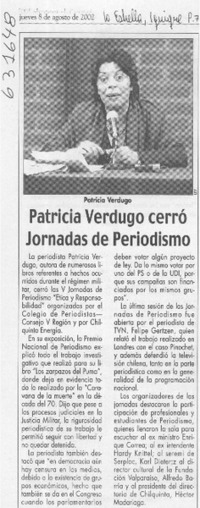Patricia Verdugo cerró Jornada de Periodismo  [artículo]
