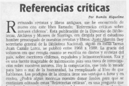 Referencias críticas  [artículo] Ramón Riquelme