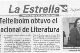 Volodia Teitelboim obtuvo el Premio Nacional de Literatura  [artículo]