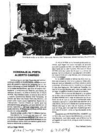 Homenaje al poeta Alberto Carrizo  [artículo] Raúl Mellado Castro