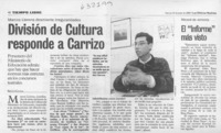 División de cultura responde a Carrizo  [artículo] Renato Castelli