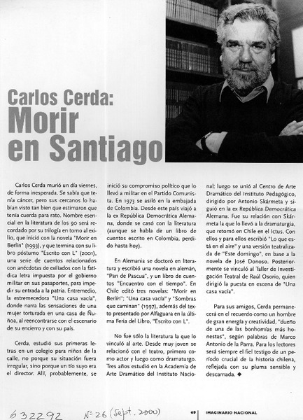 Carlos Cerda, morir en Santiago  [artículo]