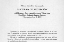 Discurso de recepción  [artículo] Héctor González Valenzuela