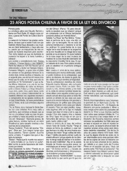25 años poesía chilena a favor de la ley de divorcio  [artículo] Erick Pohlhammer