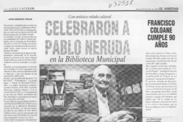 Celebraron a Pablo Neruda  [artículo] Juan Manuel Rivas