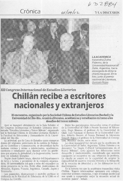 Chillán recibe a escritores nacionales y extranjeros  [artículo]