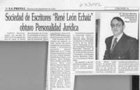 Sociedad de escritores "René León Echaiz" obtuvo personalidad jurídica