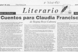 "Cuentos para Claudia Francisca" de Regina Royo Cabrera  [artículo] Mario Noceti Zerega