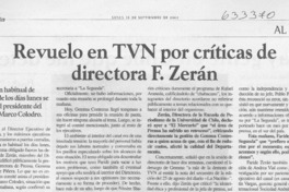 Revuelo con TVN por críticas de directora F. Zerán  [artículo]