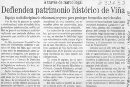 Defienden patrimonio histórico de Viña  [artículo]