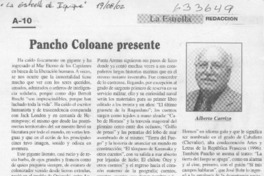Pancho Coloane presente  [artículo] Alberto Carrizo