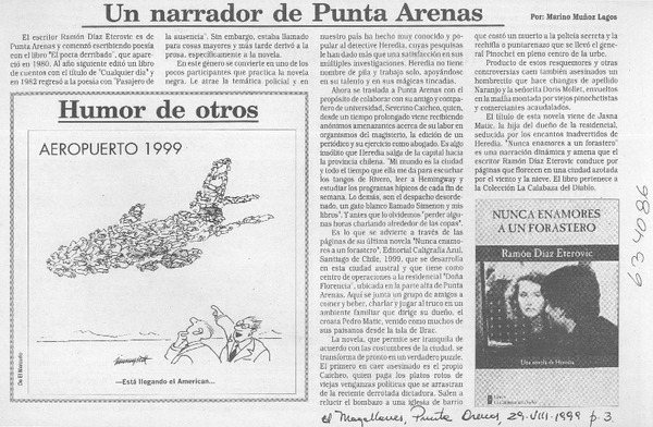 Un narrador de Punta Arenas  [artículo] Marino Muñoz Lagos