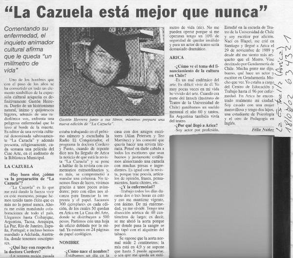 La cazuela está mejor que nunca  [artículo] Félix Núñez