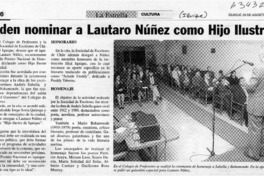 Piden nominar a Lautaro Núñez como Hijo Ilustre  [artículo]