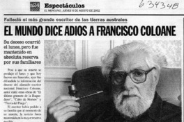 El mundo dice adios a Francisco Coloane  [artículo]