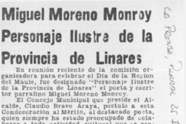 Miguel Moreno Monroy personaje ilustre de la provincia de Linares  [artículo]