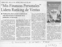 "Mis finanzas personales" lidera ranking de ventas  [artículo]