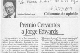 Premio Cervantes a Jorge Edwards  [artículo] Marino Muñoz Lagos