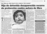 Hija de detenida desaparecida recurre de protección contra autora de libro  [artículo] José Ale