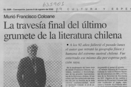 La travesía final del último grumete de la literatura chilena