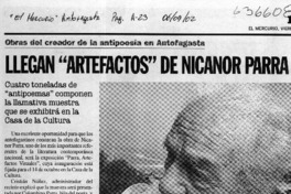 Llegan "artefactos" de Nicanor Parral  [artículo]