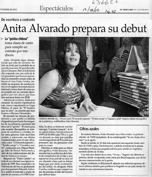 Anita Alvarado prepara su debut  [artículo]