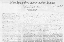Jaime Eyzaguirre cuarenta años después  [artículo] Eugenio Lahera P.