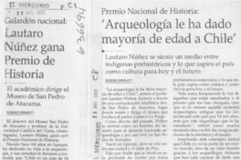 Lautaro Núñez gana Premio de Historia  [artículo] Eugenio Droguett