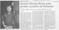 Escritor Hernán Rivera pide perdón al pueblo de Putaendo  [artículo] Ricardo Ruiz