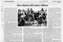 Dos clásicos del teatro chileno  [artículo] Luis Alberto Mansilla