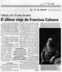 El último viaje de Francisco Coloane  [artículo]